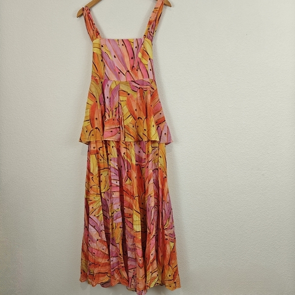 FARM RIO Nwot Ombre Bananas Crossed Back Square Neck Maxi Dress XS Women's - Picture 7 of 15
